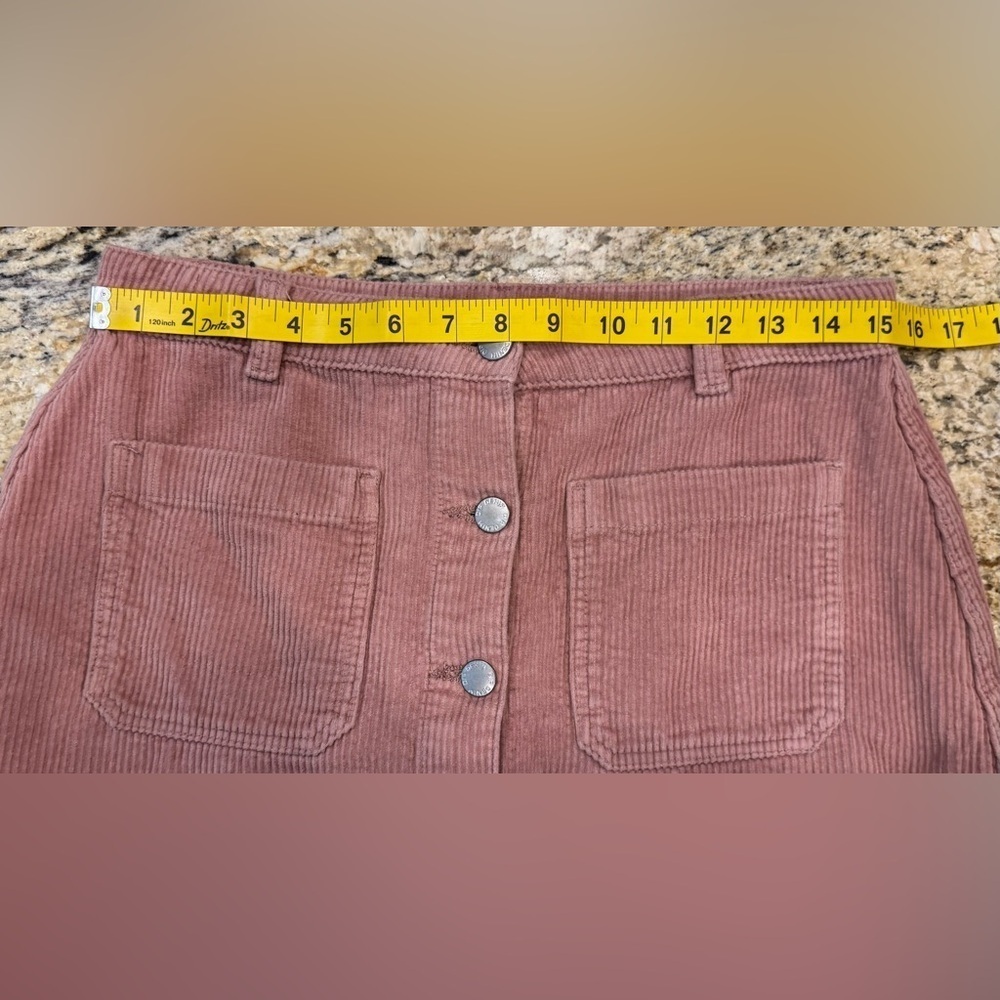 Dip Corduroy Button Front Mini Skirt Size 11 Dusty Rose Pink - Picture 6 of 7